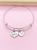 Nana Charm Bangle Bracelet, Initial, Grandmother Gift