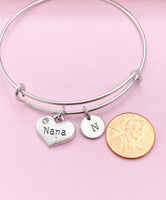 Nana Bracelet, Silver Nana Charm, Heart Charm, Nana Gift, Grandmother Gift, Grandma Gift , Personalized Gift, N1349