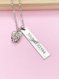 Silver Firefighter Helmet Necklace, Name, Tag, Badge Number, Christmas Gifts for Firefighter, D054