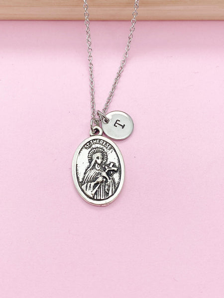 Silver Saint Therese Pendant Necklace, N5792