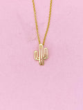 Gold Cactus Charm Necklace, Mini Cacti, Silver Option, N5595A
