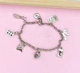 Baking Charm Bracelet, Baker Gift, Kitchen Mixer Charm, Measuring Cup Measuring Charm, Bundt Pan Charm, Personalized Initial, N1233