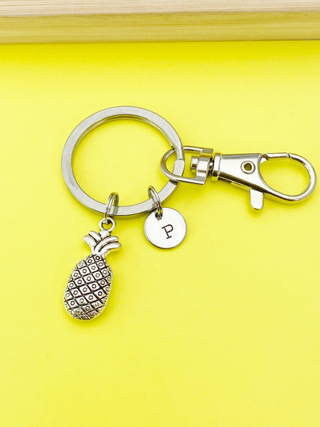 Silver Pineapple Charm Keychain, Fruit Food Ananas Charm, Tropical Gift, Personalized, N2653