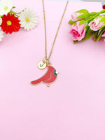 Gold Red Cardinal Bird Charm Necklace, N5257