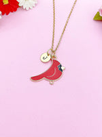 Gold Red Cardinal Bird Charm Necklace, N5257