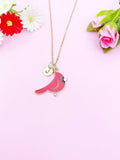 Gold Red Cardinal Bird Charm Necklace, N5257