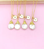 Pearl Necklace, Gold or Rose Gold Natural Baroque Keshi Pearl, June Birthday's Gift, N3406