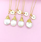 Pearl Necklace, Gold or Rose Gold Natural Baroque Keshi Pearl, June Birthday's Gift, N3406