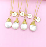 Pearl Necklace, Gold or Rose Gold Natural Baroque Keshi Pearl, June Birthday's Gift, N3406