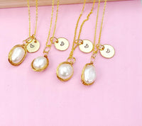 Gold Baroque Pearl Keshi Pearl Charm Necklace, June Birthday Gift, N3464