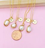 Gold Baroque Pearl Keshi Pearl Charm Necklace, June Birthday Gift, N3464