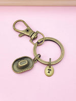 Cowboy Hat Keychain, Bronze Silver or Gold Option Personalized Customized Monogram Made to Order Jewelry, N5408