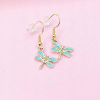 Gold Dragonfly Charm Earrings, N3134