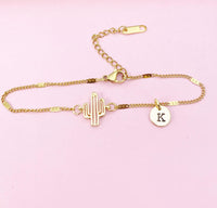 Gold Cactus Charm Bracelet, N4055