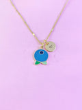 Gold Blueberry Charm Necklace, Fruit Blueberry Charm, N3131A