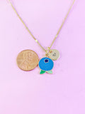 Gold Blueberry Charm Necklace, Fruit Blueberry Charm, N3131A
