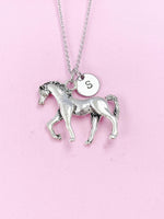 Silver Walking Horse Charm Necklace, N4655