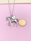 Silver Walking Horse Charm Necklace, N4655