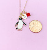 Gold Penguin Charm Necklace, Wildlife Biologist Zookeeper Gifts, N4342B