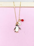 Gold Penguin Charm Necklace, Wildlife Biologist Zookeeper Gifts, N4342B