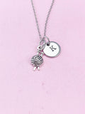 Silver Knitting Yarn Ball Knit Charm Necklace, N5422