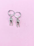 Silver Tooth Charm Earrings, Molar, N5560A