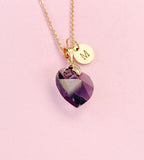 Purple Heart Necklace, Rose Gold Heart Necklace, Love Heart Charm, N356