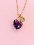 Purple Heart Necklace, Rose Gold Heart Necklace, Love Heart Charm, N356