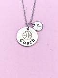 Silver Basketball Necklace, Basketball Gift, Coach Basketball Team Gift, D295