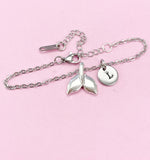 Silver Tail Charm Bracelet, Mermaid Tail Jewelry Gift, Personalized Gift, N2081