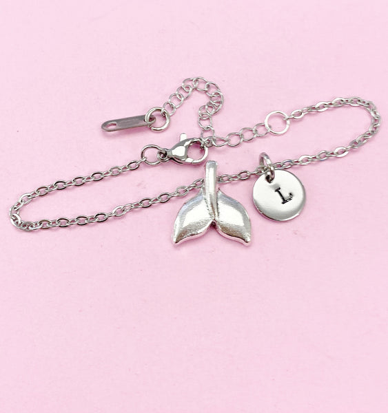 Silver Tail Charm Bracelet, Mermaid Tail Jewelry Gift, Personalized Gift, N2081