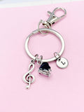 Silver Piano Treble Clef Music Note Charm Keychain Everyday Gift Idea Personalized Customized Made to Order Jewelry, BN2567