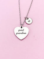 Great Grandma Necklace Heart, Stainless Steel Mother's Day Gifts, Best Christmas Gifts for Great Grandma, D093