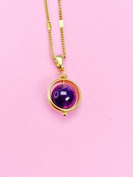 Amethyst Necklace, Gold Amethyst Necklace, Natural Gemstone Amethyst, N4989