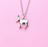 Silver Donkey Charm Necklace,