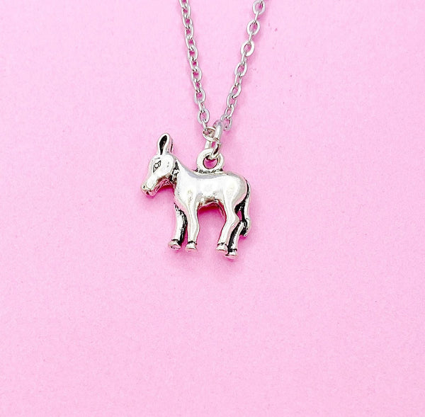 Silver Donkey Charm Necklace,