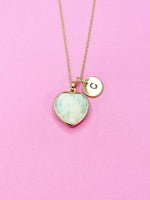 Amazonite Necklace, Heart, Natural Gemstone Jewelry, N3389
