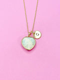 Amazonite Necklace, Heart, Natural Gemstone Jewelry, N3389