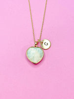Amazonite Necklace, Heart, Natural Gemstone Jewelry, N3389
