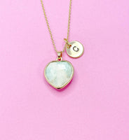 Amazonite Necklace, Heart, Natural Gemstone Jewelry, N3389