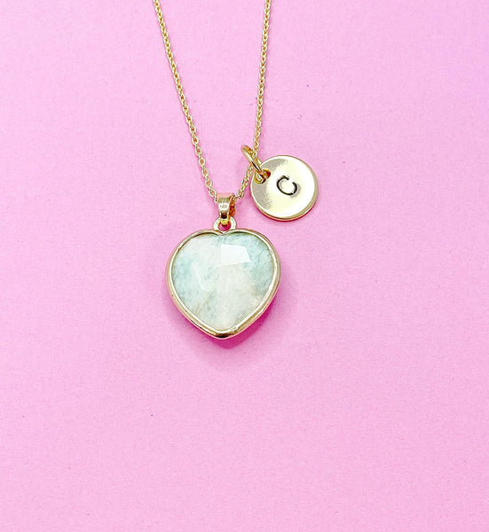 Amazonite Necklace, Heart, Natural Gemstone Jewelry, N3389