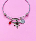 Silver Medical Assistant MA Caduceus Charm Bracelet, N2125A