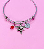 Silver Medical Assistant MA Caduceus Charm Bracelet, N2125A