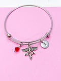 Silver Medical Assistant MA Caduceus Charm Bracelet, N2125A