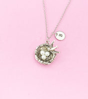 Silver Bird Nest Charm Necklace, N159