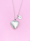 Silver Heart Locket Necklace, Keepsake Photo Frame, N4519