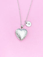 Silver Heart Locket Necklace, Keepsake Photo Frame, N4519