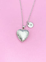Silver Heart Locket Necklace, Keepsake Photo Frame, N4519