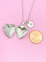Silver Heart Locket Necklace, Keepsake Photo Frame, N4519