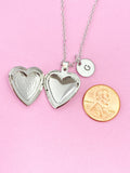 Silver Heart Locket Necklace, Keepsake Photo Frame, N4519